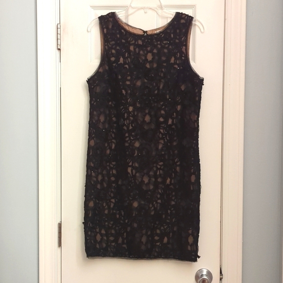 Max Studio Dresses & Skirts - Max Studio Black Sleeveless Mini Dress Floral Lace Embroidered Sequin Si…